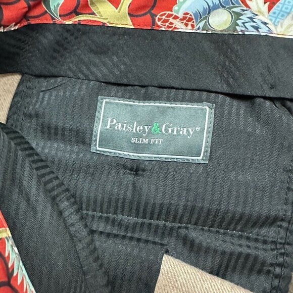 Paisley And Gray Slim Fit Pants 50% Wool Size 38 X 30 Brown Tweed - Picture 5 of 7